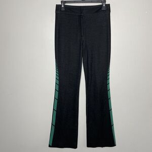 MONSE Pants Womens 2 Black Stretch Denim Ankle Zip Flare Green Side Stripe